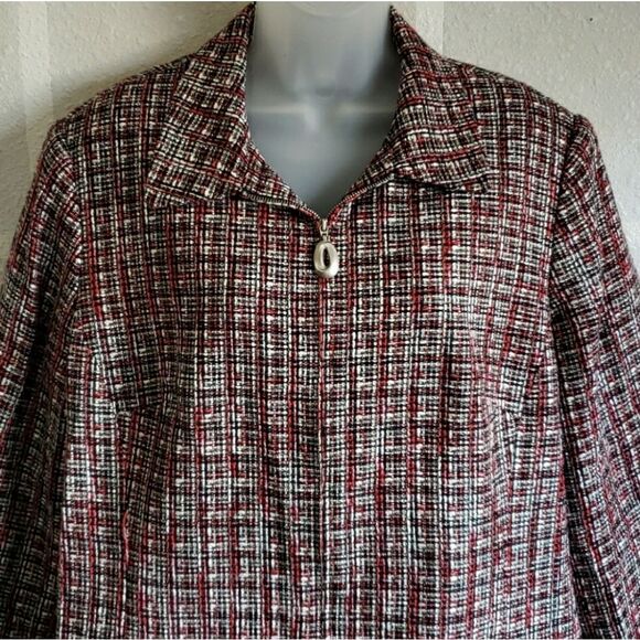 Sag Harbor Maroon/Black Tweed Pullover Jacket - Picture 2 of 4